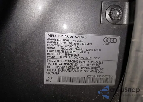 2018 Audi Q7 3.0T Premium from USA, damaged, VIN WA1VABF75JD007243
